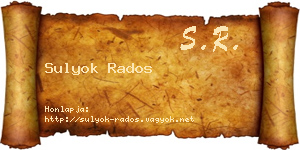 Sulyok Rados névjegykártya